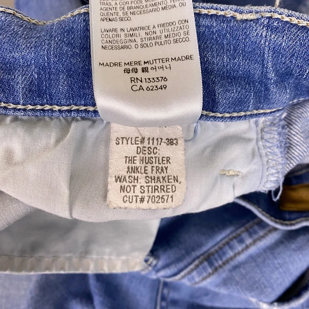 MOTHER The Hustler Ankle Fray Jeans 28 Shaken Not Stirred Blue High Rise Flare - Picture 6 of 14